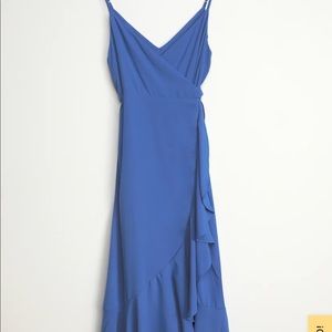 Lulus blue wrap midi dress
